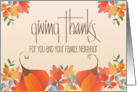 Hand Lettered Thanksgiving Giving Thanks for Neighbor and Family card