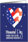 Hand Lettered Memorial Day for Veteran Heart Red White Stripes Stars card