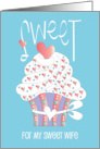 Hand Lettered Sweetest Day Sweet Cupcake for Wife with Pink Hearts card