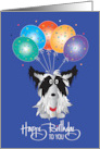 Hand Lettered Birthday Dog Chinese Crested Five Polka Dot Balloons card