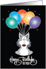 Hand Lettered Birthday Dog German Shepherd Five Polka Dot Balloons card