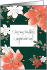 Hand Lettered Christmas Eve Wedding Congratulations with Poinsettias card