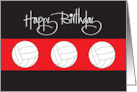 Hand Lettered Birthday for Volleyball Player Trio of White Volleyballs card