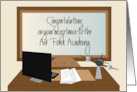 Hand Lettered Acceptance to Air Force Academy Desk with Model Plane card