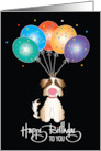 Hand Lettered Birthday Miniature Schnauzer Dog and Polka Dot Balloons card