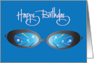 Hand Lettered Birthday for Swimmer Goggles with Underwater Scene card