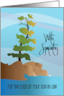 Hand Lettered Sympathy for Loss of Son in Law Pine Tree on Coast card