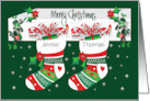Hand Lettered Christmas for Both of You Stockings with Custom Names card