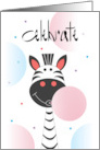 Hand Lettered Zebra Blowing Bubble Gum Celebrate Bubble Gum Day card