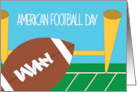 Hand Lettered American Football Day Football Flying Over Goalpost card