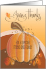 Hand Lettered Thanksgiving Giving Thanks Pumpkin for Friend and Family card