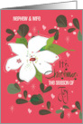 Hand Lettered Christmas Season of Joy Nephew and Wife with Poinsettias card
