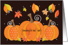 Hand Lettered Thanksgiving Granddaughter and Family Pumpkins Leaves card