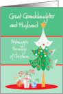 Hand Lettered Christmas Great Granddaughter and Husband Magic Tree card