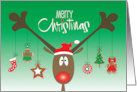 Hand Lettered Christmas Reindeer with Decorated Cookies on Antlers card