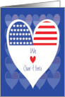 Hand Lettered Veterans Day Son We Love Our Hero American Flag Heart card