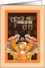 Hand Lettered Friendsgiving Pumpkin Turkey in Pilgrim Hat for Friend card
