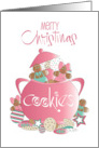 Hand Lettered Christmas Pink Cookie Jar Gingerbread Kids and Cookies card
