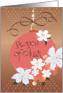 Hand Lettered Christmas Season of Cheer Poinsettia Ornament with Dots card