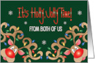 Hand Lettered Christmas Holly Jolly Time Reindeer From Both of Us card