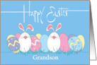 Hand Lettered Easter Decorated Egg Line White Bunnies for Grandson card