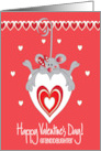 Hand Lettered Valentine Day College Granddaughter Mouse on Hearts card