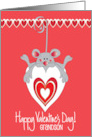Hand Lettered Valentine Day Away at College Grandson Mouse on Hearts card