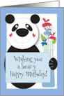 Patriotic Fourth of July Panda Beary Happy Birthday Vase of Flowers card