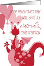 Hand Lettered Valentine Great Grandson Red Dinomite Dinosaur Balloons card