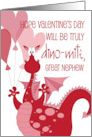 Hand Lettered Valentine Great Nephew Red Dinomite Dinosaur Balloons card