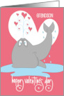 Hand Lettered Valentine’s Day Grandson Whale Spouting Hearts of Love card
