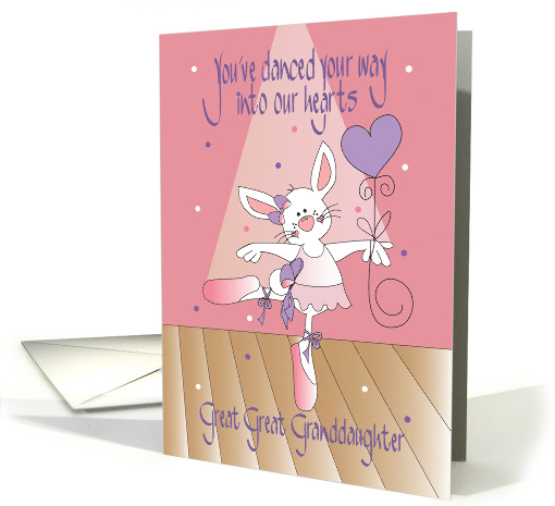 Hand Lettered Birthday for Great Great Granddaughter Bunny Ballet card