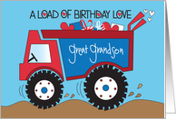 Birthday for Great Grandson with Load of Love Red and Blue Dump Truck card