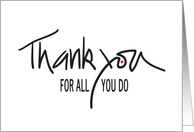 Hand Lettered Business Thank You for All You Do with Tiny Red Dot card