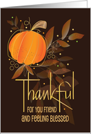 Hand Lettered Thanksgiving Friend Thankful for You Leaves & Pumpkin card