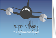 Hand Lettered Birthday for Flight Attendant with Angled Plane in Gray card