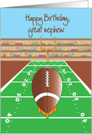 Hand Lettered Birthday for Great Nephew with Football with Goalpost card