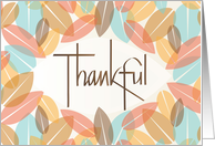 Hand Lettered Thanksgiving Thankful with Stylized Pastel Fall Leaves card