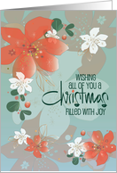 Hand Lettered Christmas For All of You with Red and White Poinsettias card