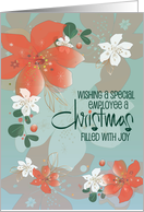 Hand Lettered Christmas for Employee with Red and White Poinsettias card
