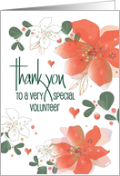 Hand Lettered Christmas for Volunteer with Red and White Poinsettias card