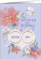 Hand Lettered Floral Wedding for Nephew and Wife Two Wedding Rings card