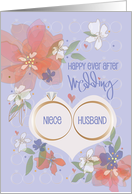 Hand Lettered Floral Wedding for Niece and Husband Two Wedding Rings card