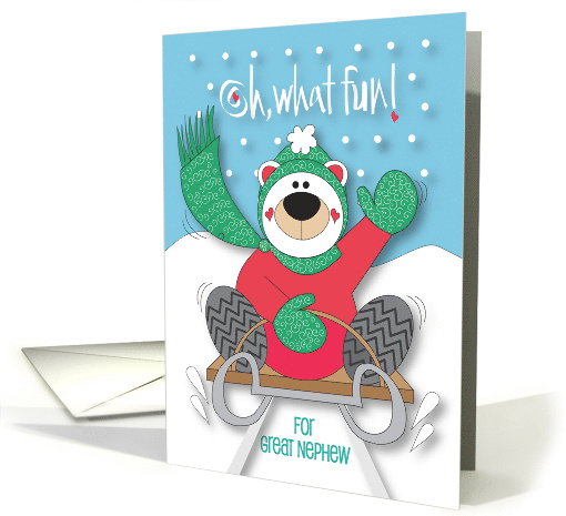 Hand Lettered Christmas for Great Nephew Oh What Fun Bear... (1775754)