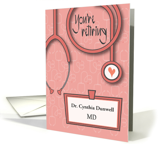 Retirement for Female Doctor MD with Name Tag and Custom Name card