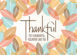 Hand Lettered Thanksgiving for a Wonderful Volunteer Stylized Leaves