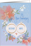 Hand Lettered Floral Wedding Anniversary Brother and Wife with Rings card