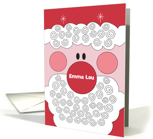 Hand Lettered Christmas for Niece Santa with Custom Name Nose card