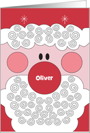 Christmas for Grandson with Large Santa Face and Custom Name Nose card