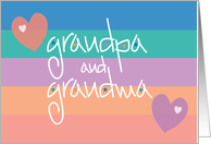 Hand Lettered Rainbow Striped Grandpa and Grandma Grandparents Day card
